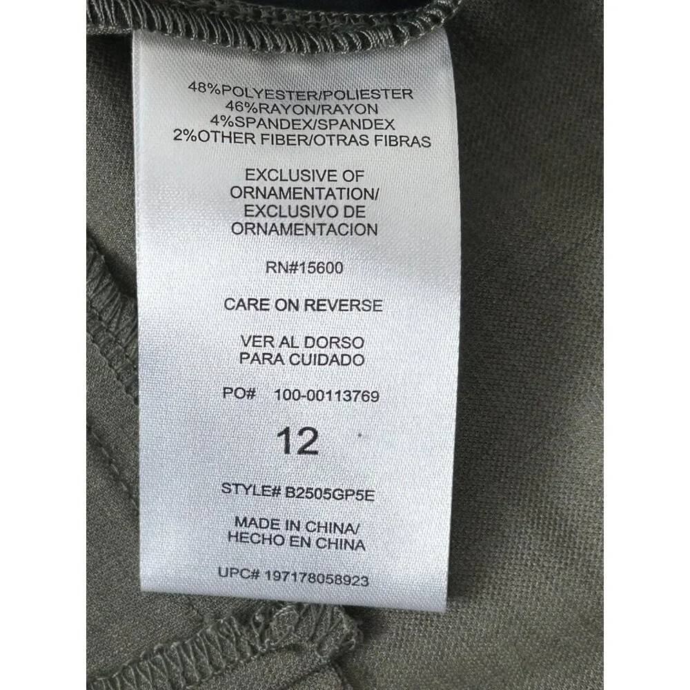 Democracy Ab Solution Women Pant 12 Olive Green Stretch Dress Slacks Lightweight - Picture 11 of 12
